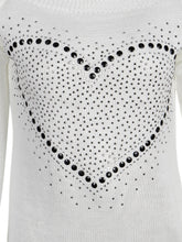 Heart Print Knit Top O-Neck Full Length White Tee Black Sweater 2016 Fall Women Casual Tops New Arrival Women T Shirt