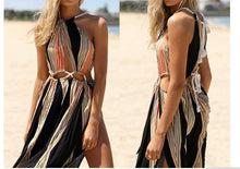 High Double Side Slit Front Hollow Sleeveless Spaghetti Strap Boho Sexy Beach Long Maxi Dress Clothing Print Women Bohemian