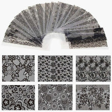 High Quality 20*4cm Wonderful gift for you and your friends 20 Black Lace Flower Transfer Film Nail Design Sexy Sticker Decals