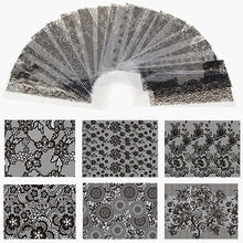 High Quality 20*4cm Wonderful gift for you and your friends 20 Black Lace Flower Transfer Film Nail Design Sexy Sticker Decals