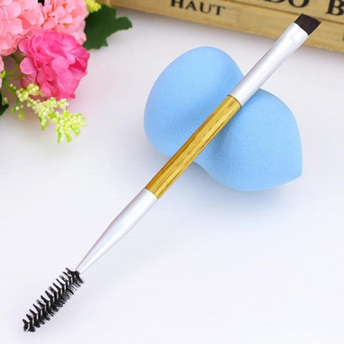 High Quality Bamboo Material 1PCS Makeup Bamboo Handle Double Eyebrow Brush + Eyebrow Comb eyeshadow brush set Anne
