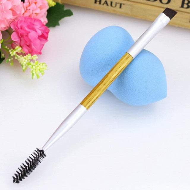 High Quality Bamboo Material 1PCS Makeup Bamboo Handle Double Eyebrow Brush + Eyebrow Comb eyeshadow brush set Anne