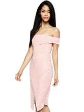 High Waist Pink Elegant ff Shoulder Front Slit Wrap Dress Knee Length Party Club Bodycon Prom New Arrivals 2016 Women Dresses
