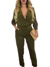 High Waist V Neck Sexy Green Long Jumpsuit Women Elegant Fashion 2016 New Arrival Summer Overall Romper One Pieces Casual