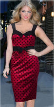 High Waist Vintage Dot Print Bow Belt Sleeveless Women Tank Dress Elegant Midi Knee Length Casual Woman Summer Dress Bodycon