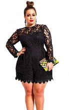 Hollow Out Lace Jumpsuit Floral Lace Crochet Plus Size One Piece Short Outfit Black Jumpsuits For Women See Through Chubby Girl