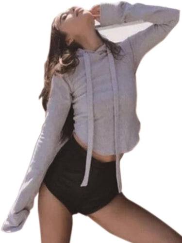 Hooded Solid Full Sleeve Blouse Black White Short Tops 2017 New Summer Autumn Fashion Blouse Women Top Lady Casual Tops