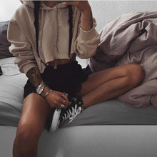 Hooded Solid Full Sleeve Blouse Couple Short Casual Black Loose 2016 Summer Top Women Casual New Fashion Fall Blouses