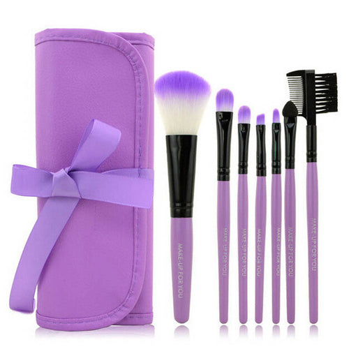 Hot 7 Pcs Wood Makeup Brush Set Make up Cosmetic Tools Bag Beauty Brushes Eyeshadow Eyeliner Power Foundation Lip Brush Set Kits