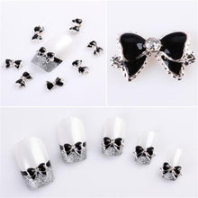Hot Fashion Novelty 10 pcs 3D Alloy Rhinestones Nail Art Bow Tie Glitters Slice DIY Decoration Black 2017 Anne