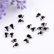 Hot Fashion Novelty 10 pcs 3D Alloy Rhinestones Nail Art Bow Tie Glitters Slice DIY Decoration Black 2017 Anne