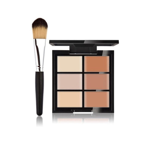 Hot Fashion Novelty Different colors for different looks 6-Color Concealer Primer + High-End Fine Fiber Foundation Brush Set