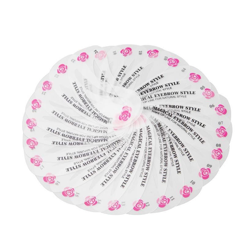 Hot Sale 24 Styles Eyebrow Shaping Stencils Grooming Kit Makeup Shaper Set Template Tool long lasting ABS plastic stencil Anne