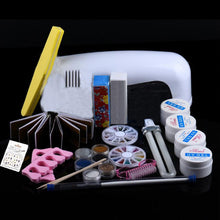 Hot Sale 9W Dryer Lamp Tube UV Gel Kit Brush Buffer Guides Toe Seperator Glitter Powder Liquid Tools Nail Tips Glue DIY Kit Anne