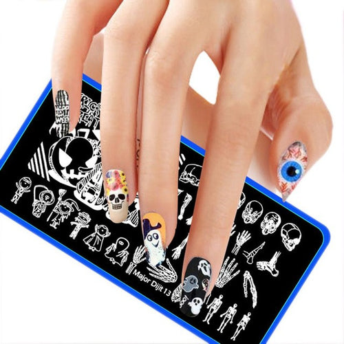 Hot Sale Fashion Black color Halloween DIY Nail Art Image Stamp Stamping Plates Manicure Template Anne Shop Yo