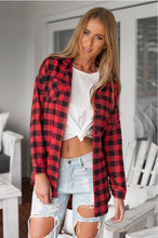 Hot Selling Long Sleeve Plaid Shirts For Women Red Pocket Casual Women Tops Cotton Long Shirt Women Blouses Spring 2016