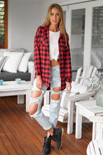 Hot Selling Long Sleeve Plaid Shirts For Women Red Pocket Casual Women Tops Cotton Long Shirt Women Blouses Spring 2016