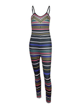 Jumpsuit Tribal Print Bodycon Sleeveless V-Neck Playsuit Striped Women New Arrival Rompers Summer Ladies Autumn Jumpsuit Fall
