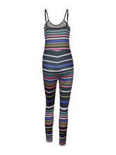 Jumpsuit Tribal Print Bodycon Sleeveless V-Neck Playsuit Striped Women New Arrival Rompers Summer Ladies Autumn Jumpsuit Fall