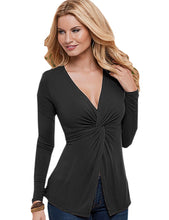 Kink Solid Cardigan Ruched Full Sleeve V-Neck Blouse Black Khaki Women Casual Blouse Autumn Women Slim Fall Tops Casual Blouses
