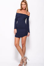 Kint Mini Hip Package Blue Zipper Dresses Slash Neck Full Sleeve Solid Dress 2016 Women Summer Fashion Dress Autumn Fall