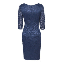 Knee Length Half Sleeve Gold Sexy Party Dresses Ruched V-Neck Lace Bodycon Blue Dress New Fashion Summer Women Fall Dress Autumn