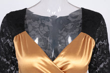 Knee Length Half Sleeve Gold Sexy Party Dresses Ruched V-Neck Lace Bodycon Blue Dress New Fashion Summer Women Fall Dress Autumn