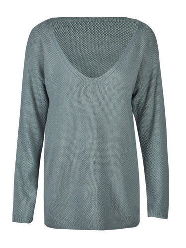 Knitting V-Neck Solid Casual Full Sleeve Blouse White 2016 Women Autumn New Arrival Fashion Top Fall Casual Pink Blouses