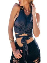 Knotted Front Tops Crops For Summer Fashion Vest Sleeveless Casual Tank Sexy Tie Up Top Summer Cropped Tank Top For Women