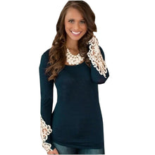 Lace Blouse Long Sleeves Women Blouses Women Shirts Tops Ropa Mujer Shirt Blue Orange Blusas Femininas Blusa Camisa Feminina