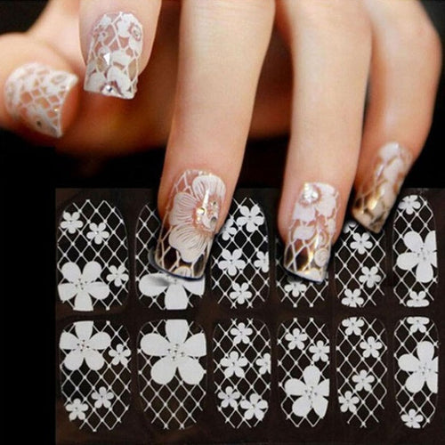 Lace Diamond Flower Stickers Nail Art Tips 100% new and high quality Sticker is waterproof normal wash bath not be affected