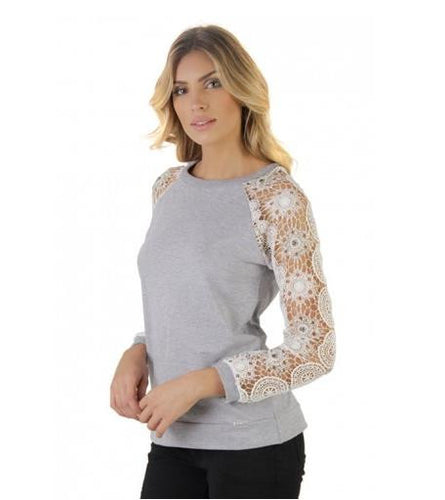 Lace Grey Blusas Feminina 2015 Blusa Feminina Blouse Camisa Feminina Women Tops Blouses Plus Size Ropa Mujer Camisetas Y Tops