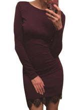 Lace O-Neck Full Sleeve Black Dress Summer Mini Solid Casual Dress Patchwork White Wave New Arrival Fashion Casual Dresses