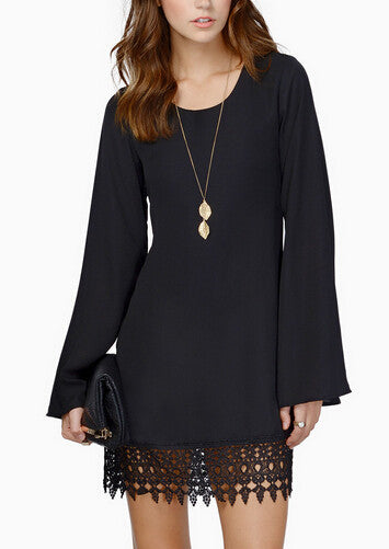 Lace Summer Dress Casual Long Sleeves Mini Women Dress Chiffon Dresses Vestido Vestidos Femininos Plus Size Women Clothing 2015
