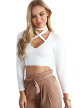Lace Up V-neck Full Sleeve Choker Black Blouse Sexy Short Bodycon Pink Skinny Crop Top Sexy Women Autumn New Fashion Slim Blouse