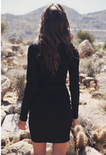 Lace Up Women Dress Sexy Stretch Dress Formal Office Mini Dress Plaid Black White Club Dresses 2015 Long Sleeve Casual Vestidos