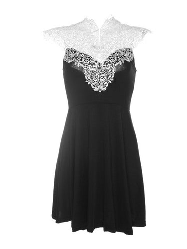 Lace V Neck See Through Sexy Black Dress Embroidery Casual Summer Elegant Dress Hollow Out Flower High Quality Retro Party