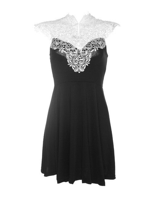 Lace V Neck See Through Sexy Black Dress Embroidery Casual Summer Elegant Dress Hollow Out Flower High Quality Retro Party
