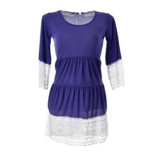 Lace Women Mini Dress Blue Khaki White Dress Three Quarter Sleeve Plus Size Ethnic Causal Frill Dresses Dress Autumn