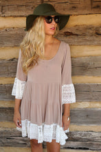 Lace Women Mini Dress Blue Khaki White Dress Three Quarter Sleeve Plus Size Ethnic Causal Frill Dresses Dress Autumn