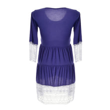 Lace Women Mini Dress Blue Khaki White Dress Three Quarter Sleeve Plus Size Ethnic Causal Frill Dresses Dress Autumn