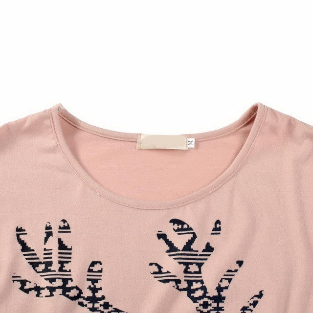 Ladies Tops 2016 Women Clothes Print Deer Shirt With Long Sleeve Women Shirts Blouses Plus Size Tunic Women Tops Cotton Boho
