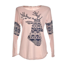 Ladies Tops 2016 Women Clothes Print Deer Shirt With Long Sleeve Women Shirts Blouses Plus Size Tunic Women Tops Cotton Boho
