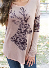 Ladies Tops 2016 Women Clothes Print Deer Shirt With Long Sleeve Women Shirts Blouses Plus Size Tunic Women Tops Cotton Boho