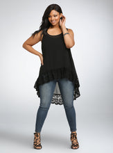 Large Size Lace Mesh Hollow Out High Low Shirt Long Loose Blouse Big Size Black Sheer Chiffon Casuall Blouses Tank Top Summer