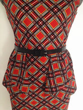 Leisure Red Dress With Belt Plaid Print Dress O-Neck Knee Length Dresses 2016 New Fashion Pencil Summer 2016 High Quality Dress
