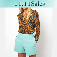 Leopard Casual Women Blouse Long Sleeve Ladies Chiffon Blouses Shirt Women Roupas Blusas Camisas Femininas 2015 Blusa Renda