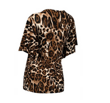 Leopard Print Deep V Neck Sexy Batwing Wrap Sexy Women Blouse Summer Casual Women Ladies Women Tops And Blouses 2016 New Fashion