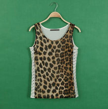 Leopard Women Tops Lace Women Blouses Sleeveless Summer Casual Chiffon Blouse Shirts Tank Roupas Blusas Femininas 2015