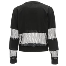 Letter Print Patchwork See Through O-Neck Full Sleeve Sweater 2016 New Fashion Sexy Women Tops Autumn Black White Sweater
